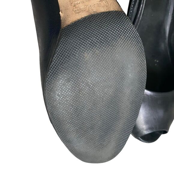 Max Mara Open Peep Toe Dressy Pumps 9.5 EU 40 Black Leather Heel 3” Made Italy - Picture 9 of 12